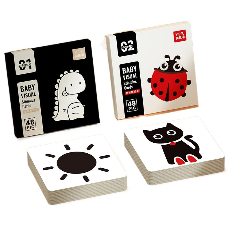 Montessori Baby Toys Black White High Contrast Visual Stimulation Learning Activity Flash Cards Early Education Toys