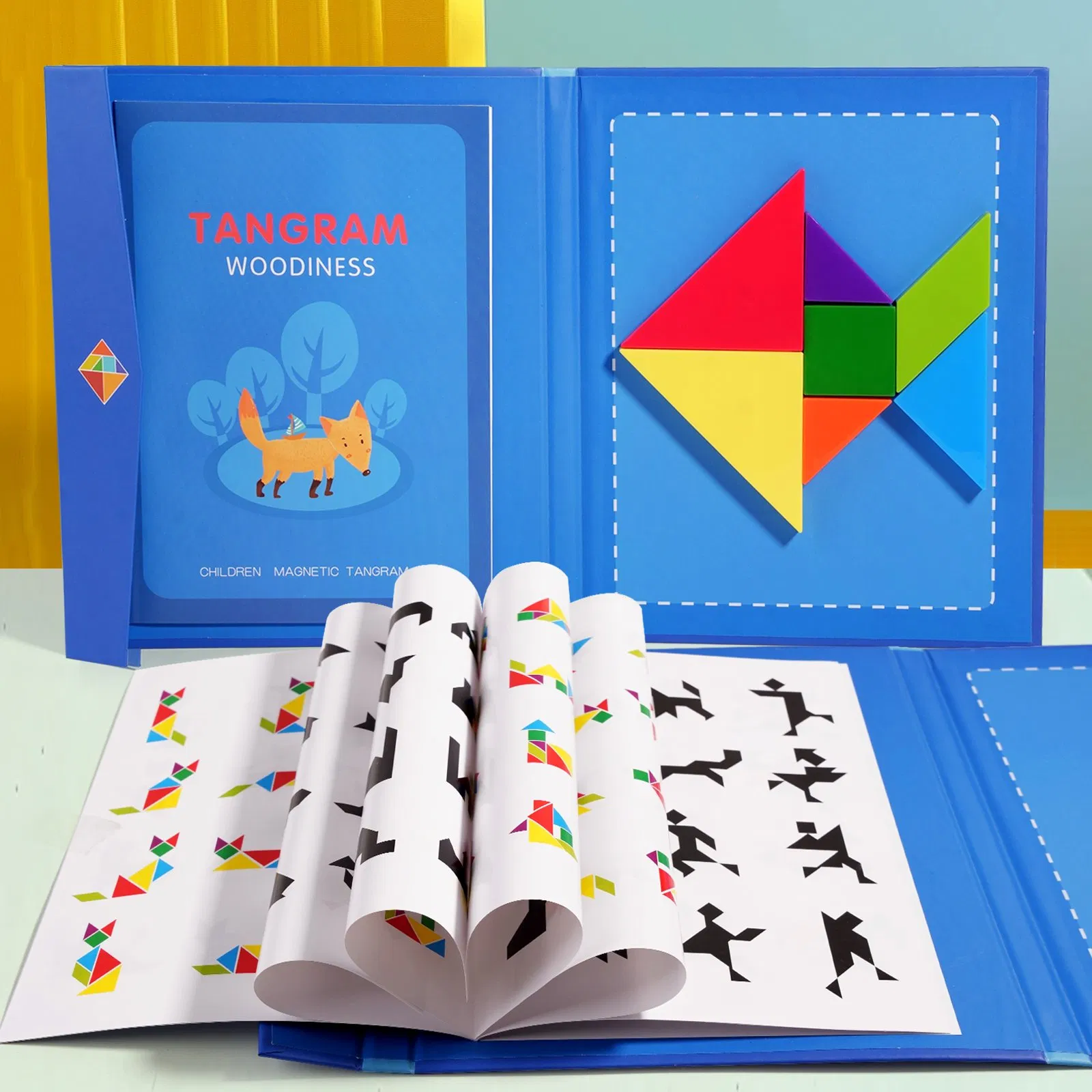 Magnetic Tangram Puzzle - Stem Learning Toy for Kindergarten &amp; First Grade, Montessori Math Activity for Ages 5+