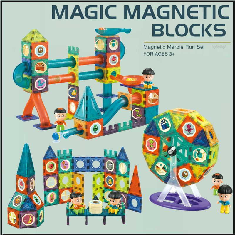 AiJH 75PCS 3D Magnetic Building Blocks Logical Thinking Game Toys Kids Early Learning Educational DIY Blocks Sets Kids Toys
