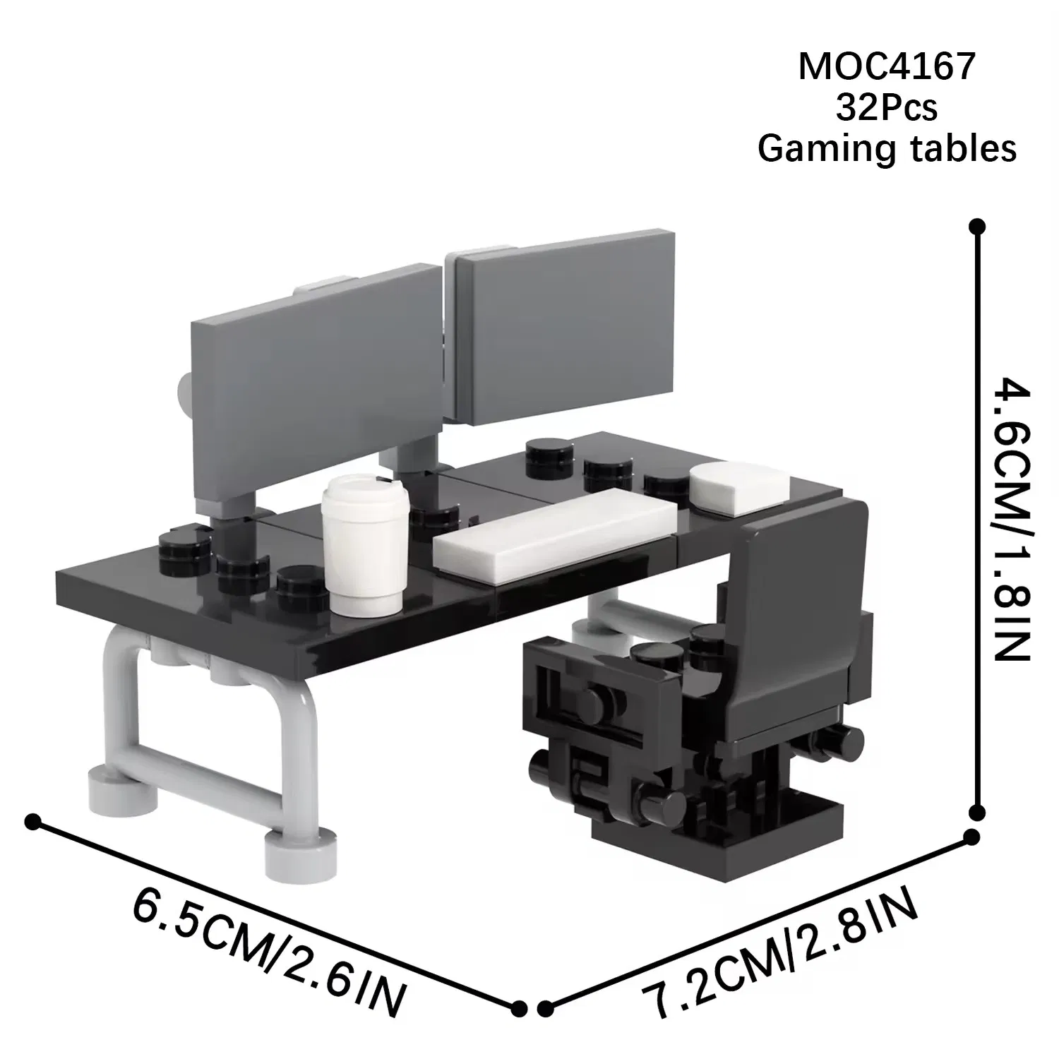 Moc Bricks All-in-One Gaming Computer Tables Desk Chair Juguetes Mini Building Block Sets Moc4165-4170