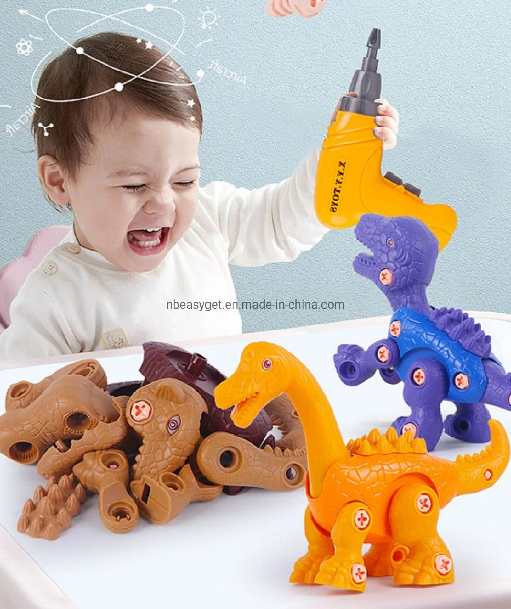 Dino DIY Construction Site Assembly Toy with Screws Take Apart Dinosaur Toys for Kids Building Toy Set with Electric Drill Play Kit Stem Learning Esg17660