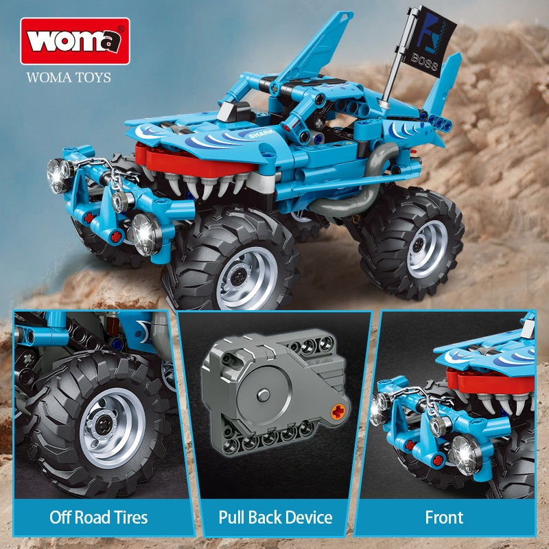 Hot Selling Retail Sales Shark Building Car SUV Car Plastic Stem Small Building Blocks Little Bricks Set