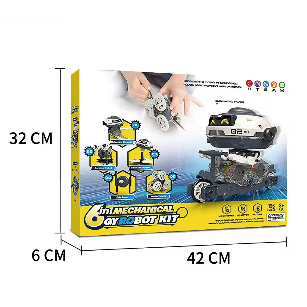 Xinbo DIY Stem Kit 136 PCS Building Block Set Electric Gyrobot - Self-Balancing Tumbler Robot Spinner Science Project &amp; Educational Learning Toy for Ages 8-12