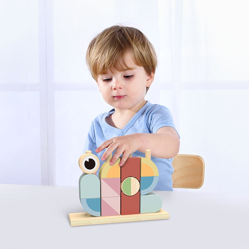 Wooden Variety Blocks Set Kids Multiple Shapes Stacking Game Crab Snail Building Block Set