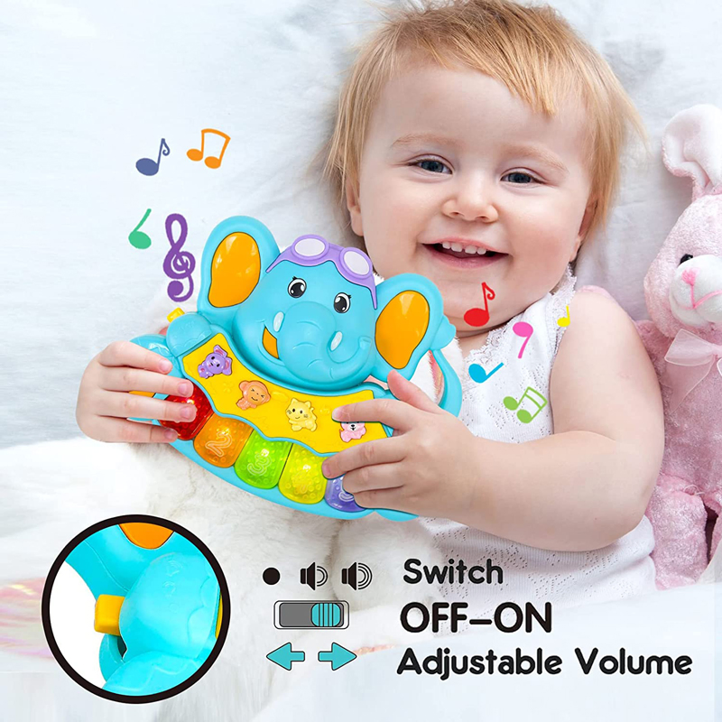 Baby Piano Toys Musical Light up Toys Elephant Early Educational Piano Keyboard Toys Infant Gift Learning Game Musical Toys for Kids
