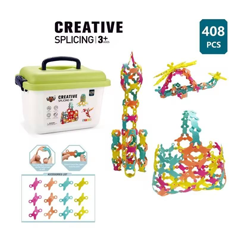 Kids Educational 408PCS Stem Toy colorful Splicing Interlocking Bricks Versatile Puzzle Building Block Sets