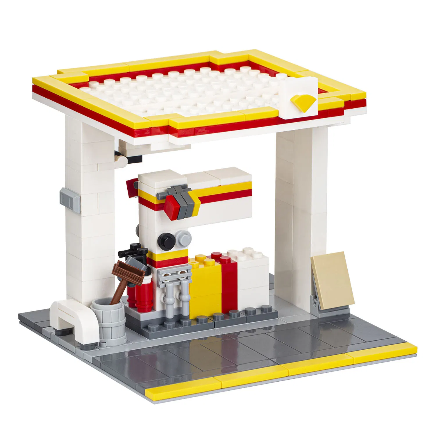 Moc My World Gas Station Table DIY View Brick World Model Plastic Building Block Sets for Child Model Puzzle Toys