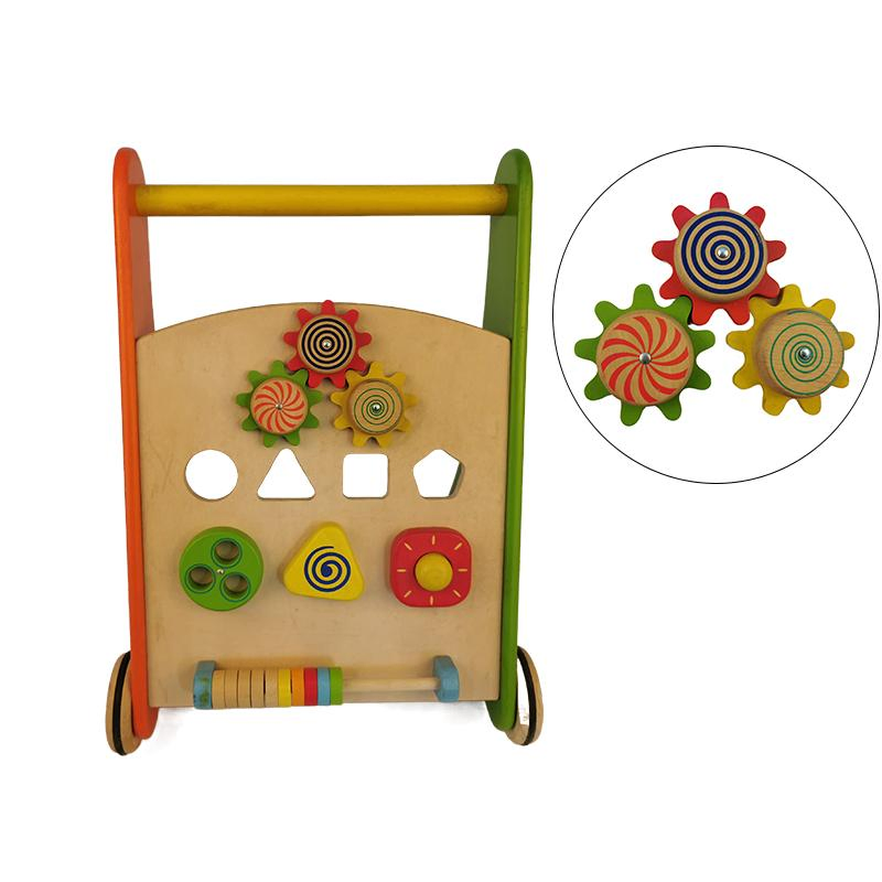 Multifunctional Wooden Baby Walkers Push Toys for Babies Learning to Walk with Wheels Shape Sorter Building Blocks Toddler Educational Toys for Girls &amp; Boys