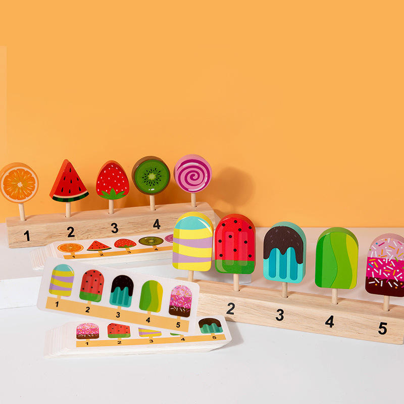Zhiqu Toys Unisex Wooden Lollipop &amp; Ice Cream Stick Logical Thinking Play Gift for Children &Parents for Interactive Play