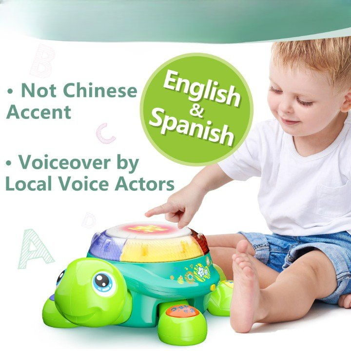Hot Sale Musical Turtle Toy Spanish English Bilingual Learning Toddler Crawling Toys