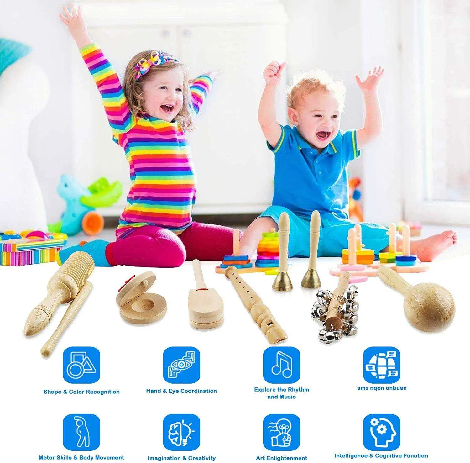 Percussion Instrument Set with Xylophone Educational Musical Learning Instruments Toys