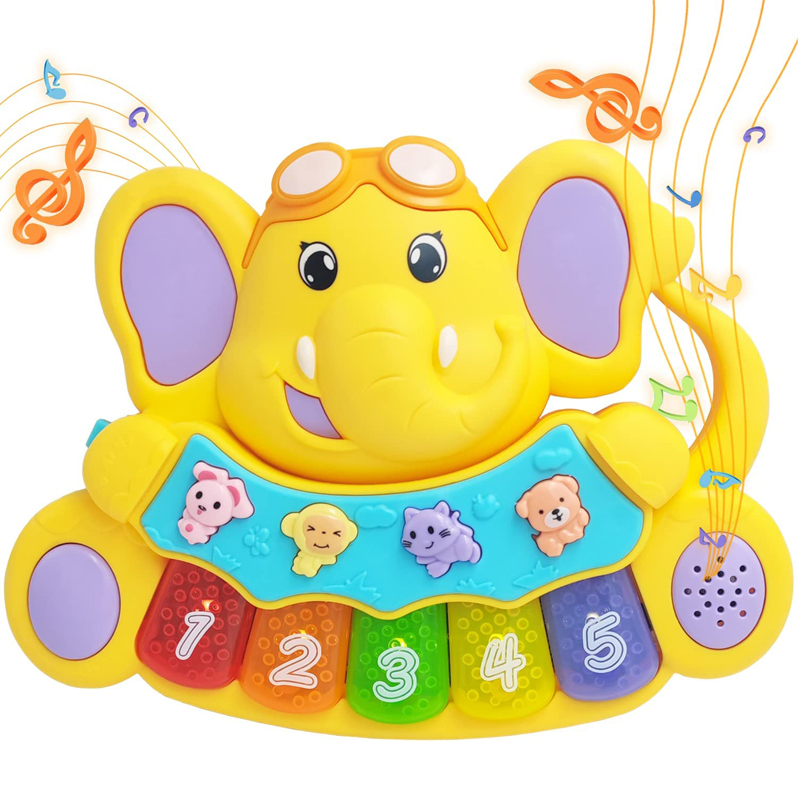 Baby Piano Toys Musical Light up Toys Elephant Early Educational Piano Keyboard Toys Infant Gift Learning Game Musical Toys for Kids