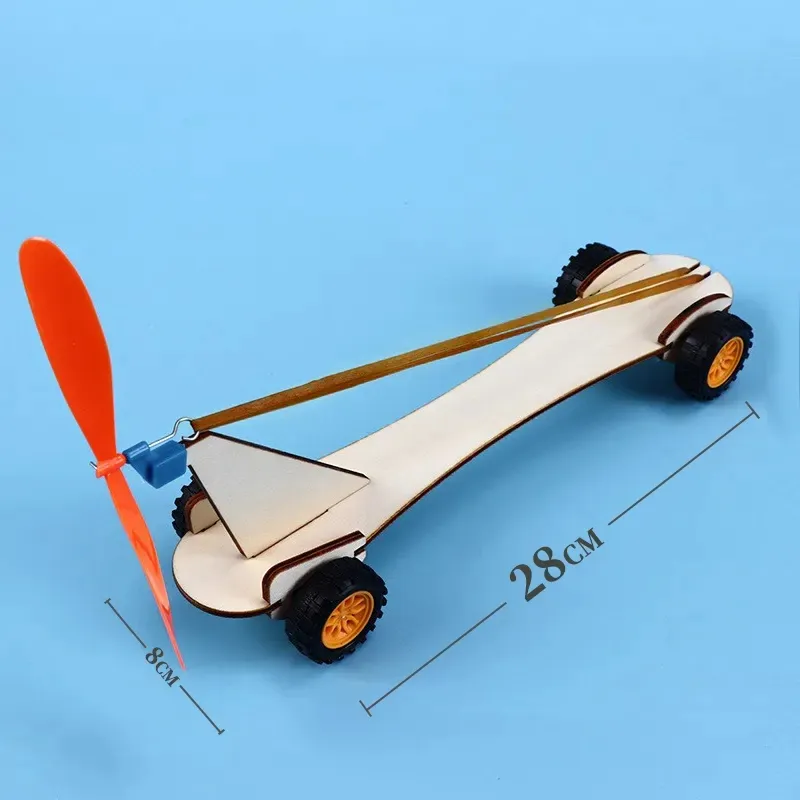 Rubber Band Power Car DIY 5