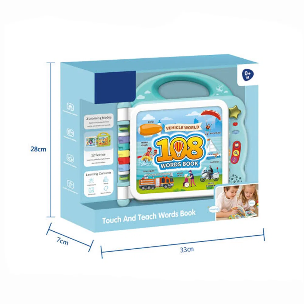 Baby Early Educational Intelligent Touch and Teach Words Book 108 Words and 3 Learning Modes Includes English-Learning Machine Toys for Kid