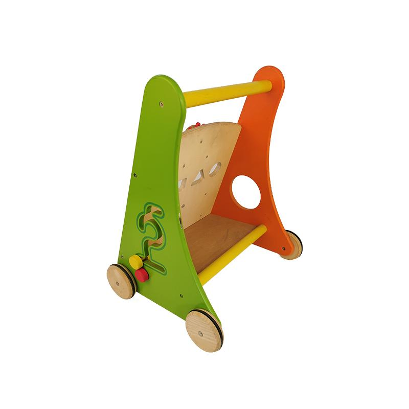 Multifunctional Wooden Baby Walkers Push Toys for Babies Learning to Walk with Wheels Shape Sorter Building Blocks Toddler Educational Toys for Girls &amp; Boys