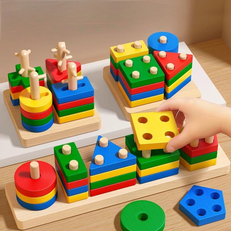 Montessori Toys for Toddlers 1-3 Years Old, Wooden Shape Sorter Learning Puzzle for 2-4 Year Old Kids, Birthday Gifts for Boys &amp; Girls