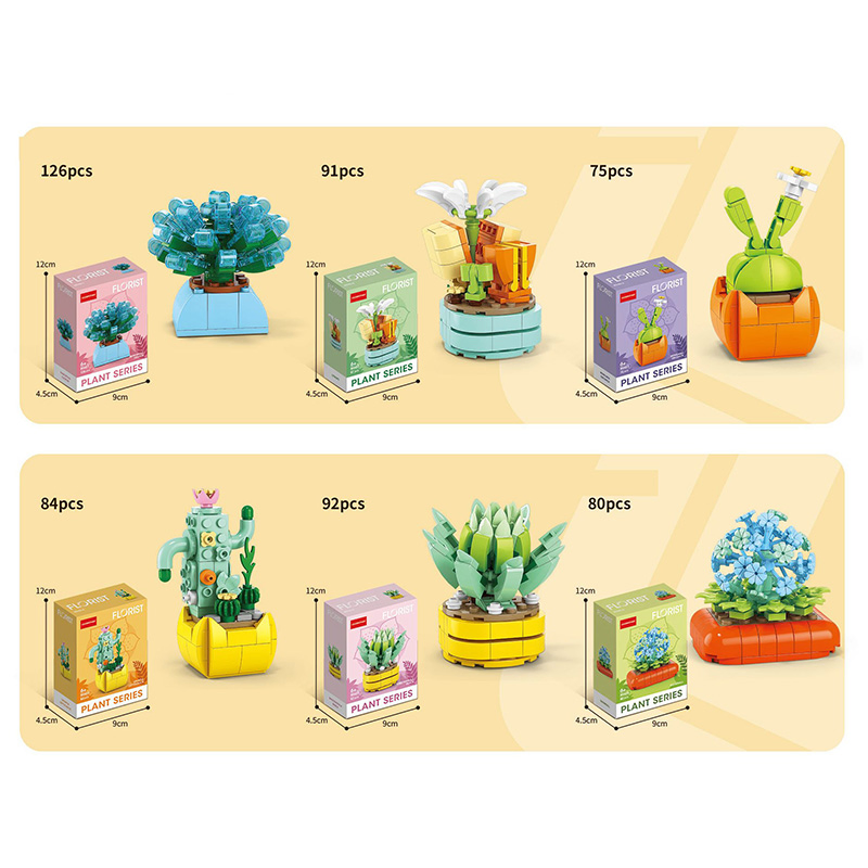 Xinbo Mini DIY Garden Assembly Flower Series Block Succulent Building Blocks Set for Friends Gift