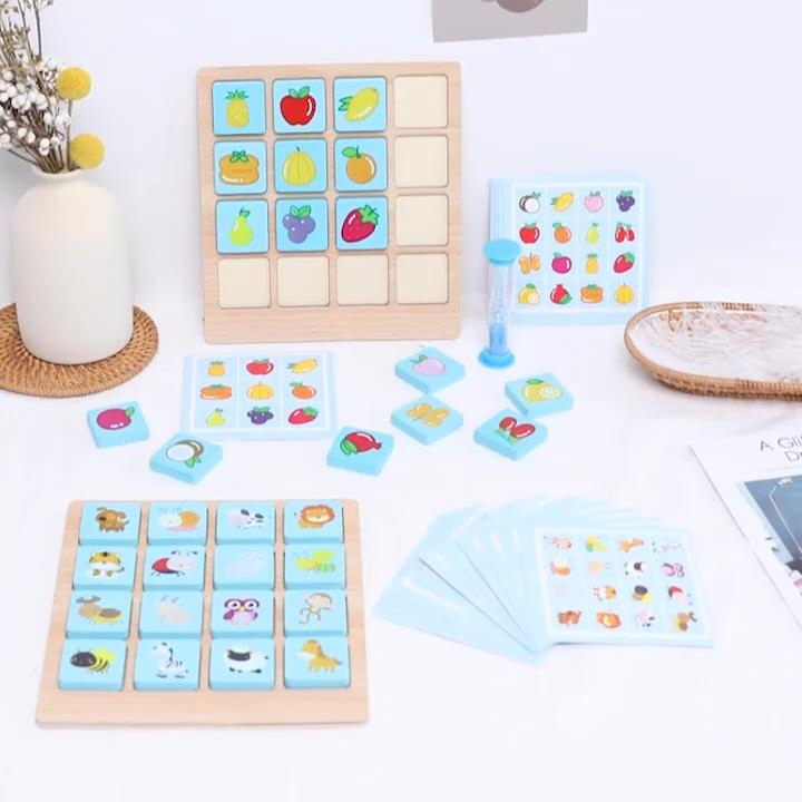 Wooden Memory Chess Montessori Brain Training Card Photographic Toy