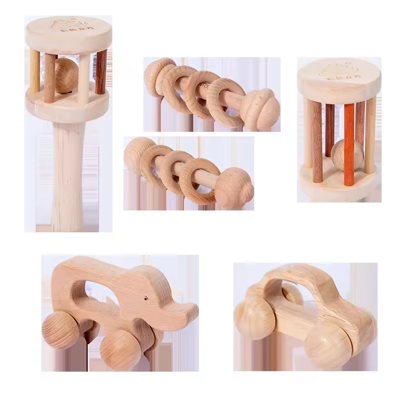 Handcrafted Montessori Wooden Rattle Soft Toy for Men Women Children Enhancing Hand-Eye Coordination Baby Rattles