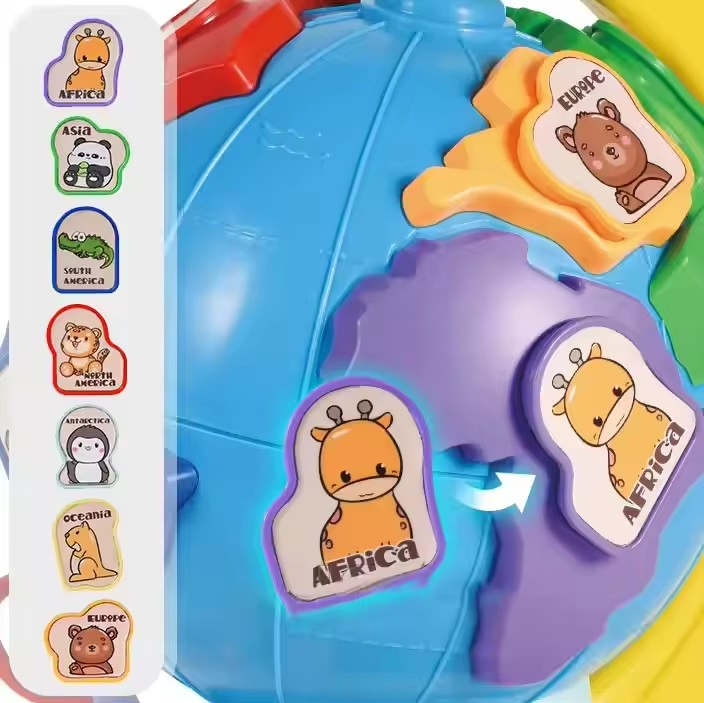 Stem Montessori Educational Learning Toys World Map Puzzle Light-up Musical Globe for Kids