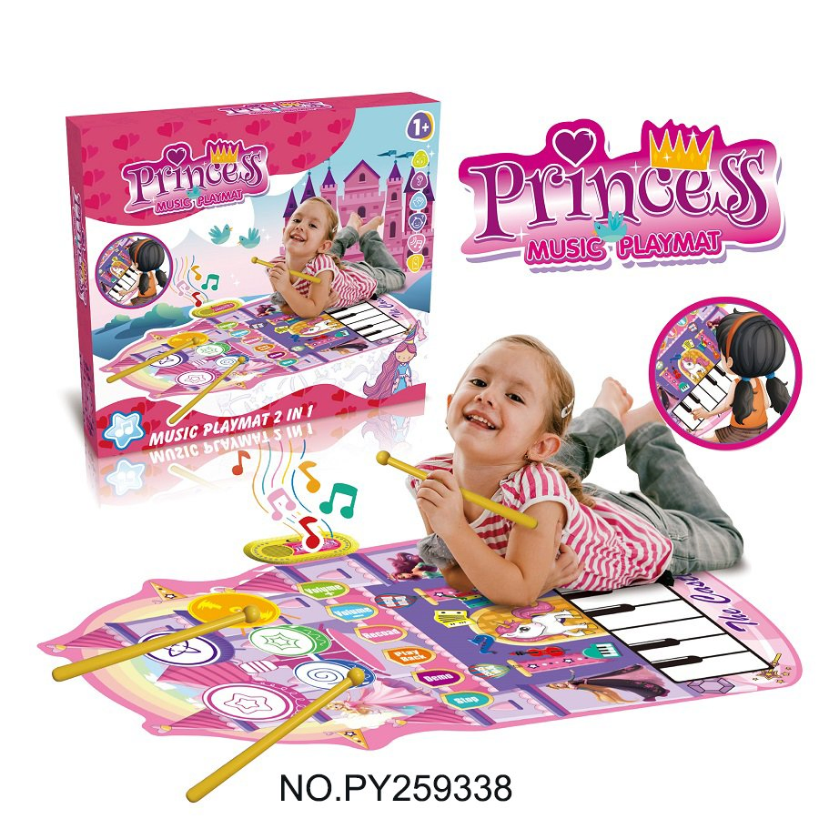 Kids Learning Musical Piano Keyboard Mat with 2 Sticks Educational Percussion Piano Play Mat Toys