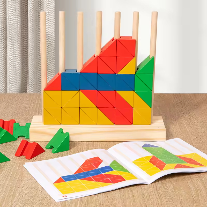Creative Wooden Triangle Puzzle for Children Interactive Educational Toy for Parent-Child Concentration Training Memory Logic