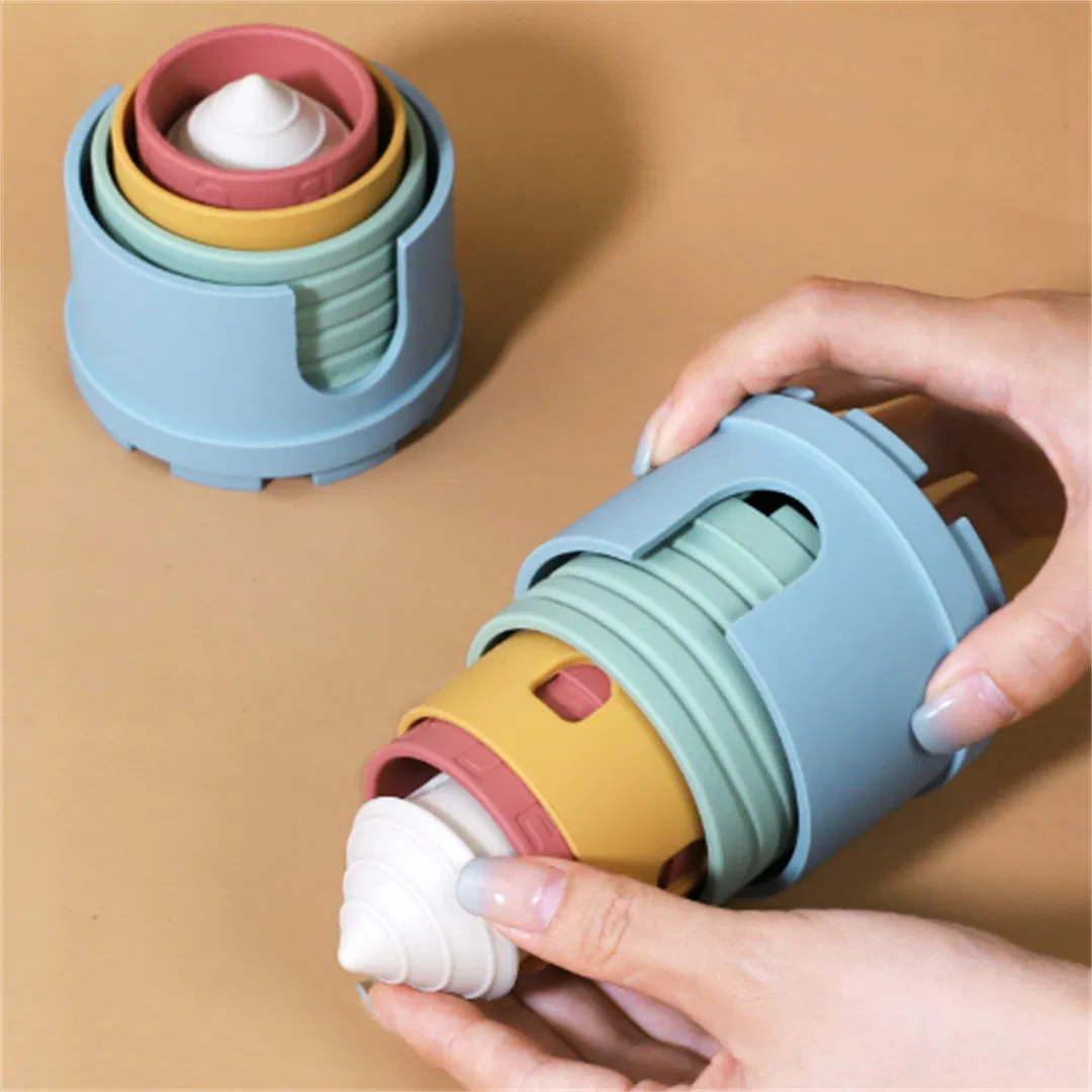 Infant Educational Silicone Stacking Toy with Color Recognition and Number Blocks Set