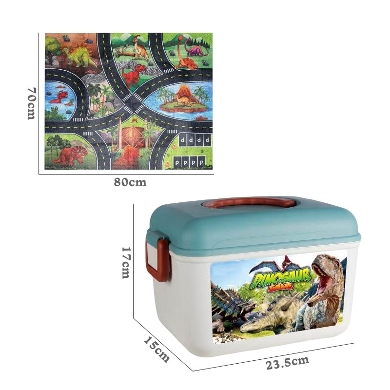 Kids Educational Interactive Deluxe Accessories Plastic Dinosaurios Figures Map Equipped Dinosaur Toys Play Set with Storage Box