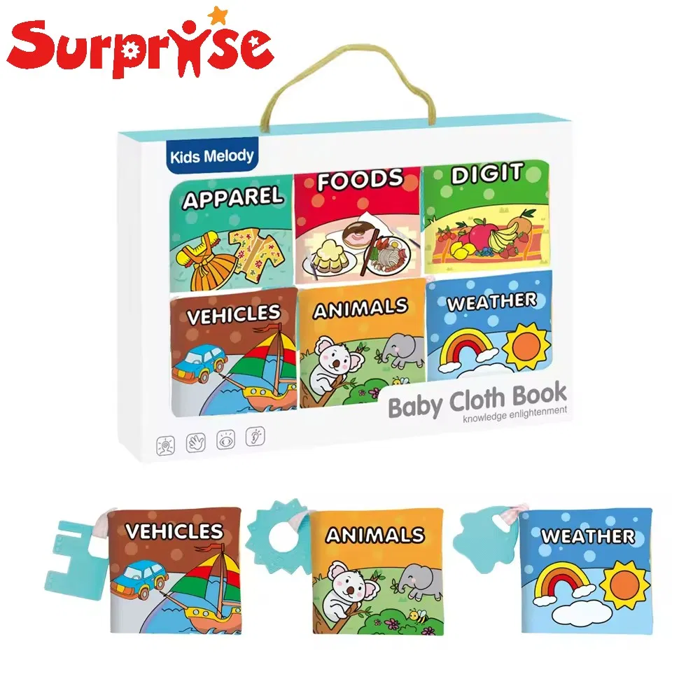 Newborn Baby Cloth Books Soft Animal Style Infant Learning Educational Toys Cute Fabric Books with Baby Teether