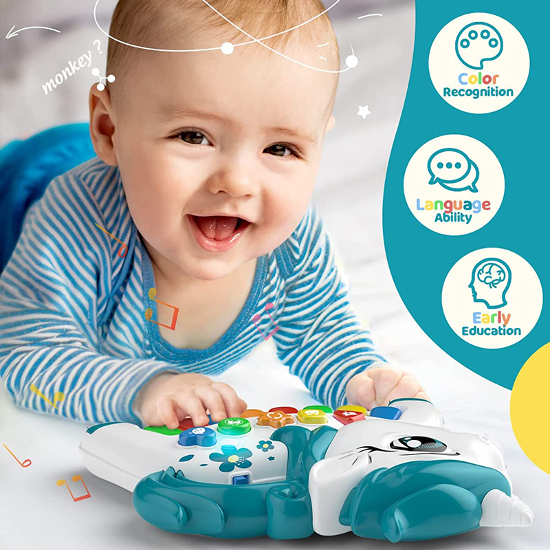 Baby Aminal Language Teacher Piano Toy Electronic Musical Learning Toysinfant Crawling Unicorn Toys with Music and Flashing Lights