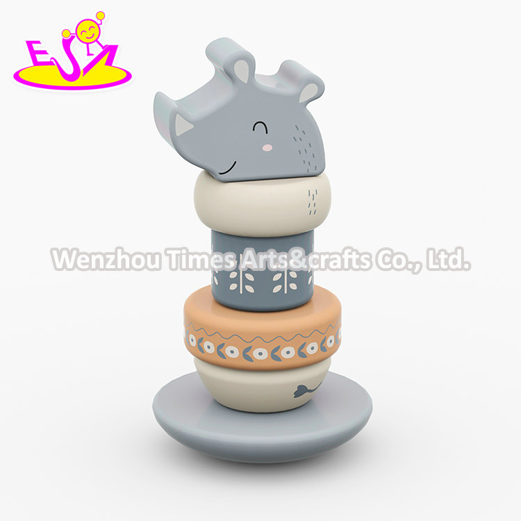 Wooden Baby Activity Center with Bear Bead Maze, Rhino Stacking Toy, and Koala Shape Sorter for Early Skill Development W12f230