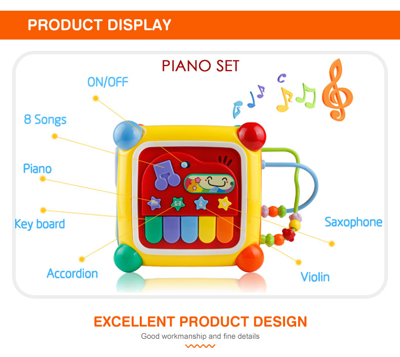 18-36 Month Interactive Learning Baby Multifunction Musical Intelligence Activity 3D Cube Toy