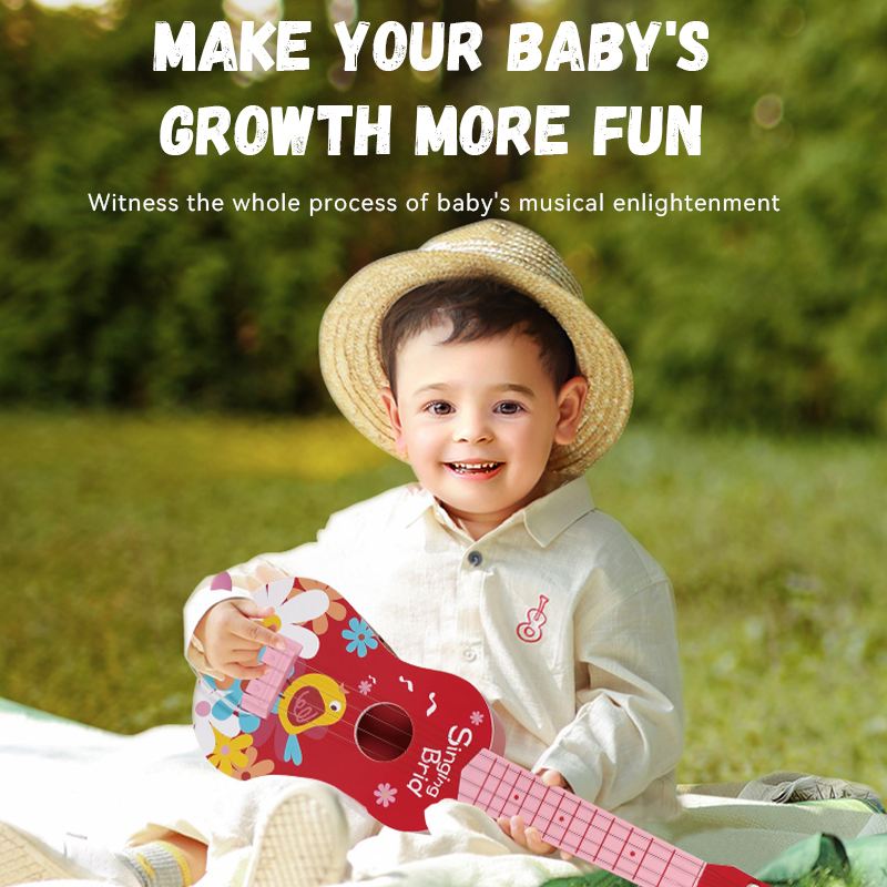 Children Enlightenment Musical Instruments Learning Toy Ukulele Educational 4 Strings Plastic Electronic Guitar Toy for Kids