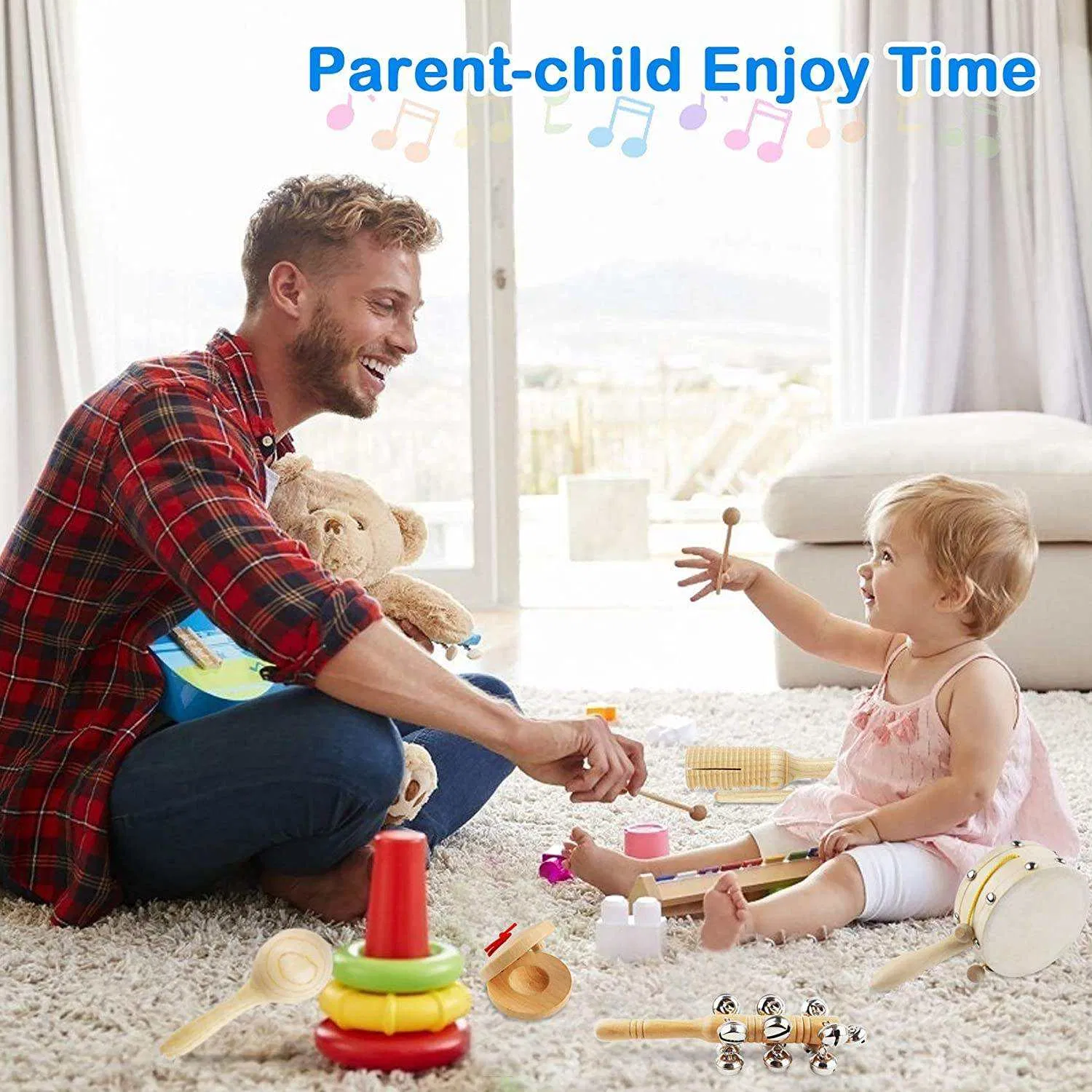 Percussion Instrument Set with Xylophone Educational Musical Learning Instruments Toys