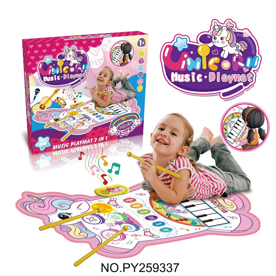 Kids Learning Musical Piano Keyboard Mat with 2 Sticks Educational Percussion Piano Play Mat Toys