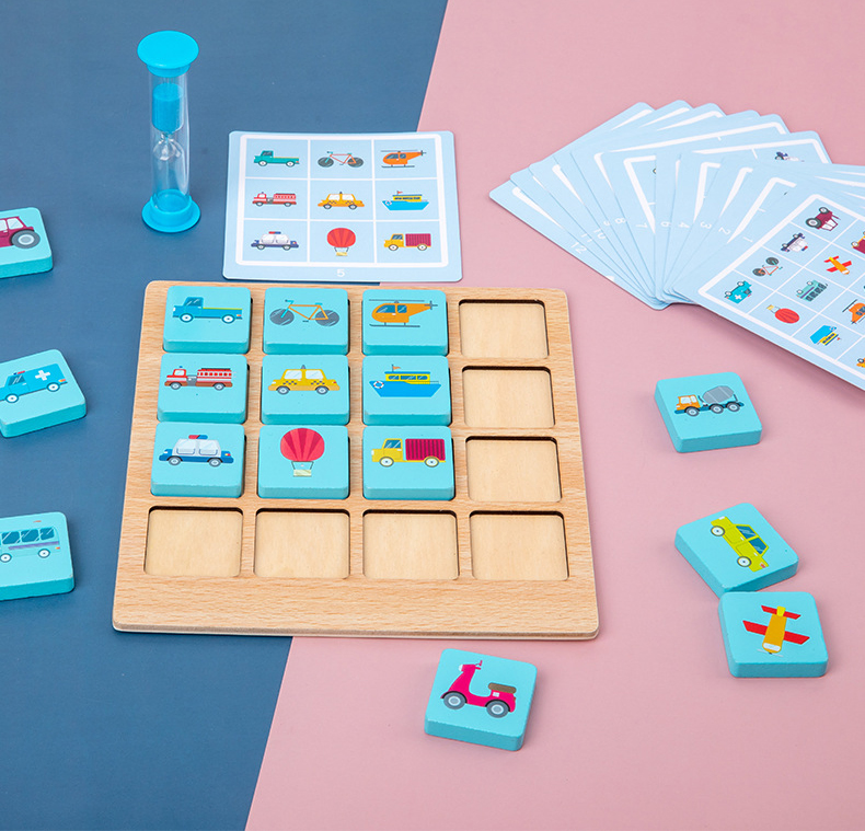 Wooden Memory Chess Montessori Brain Training Card Photographic Toy