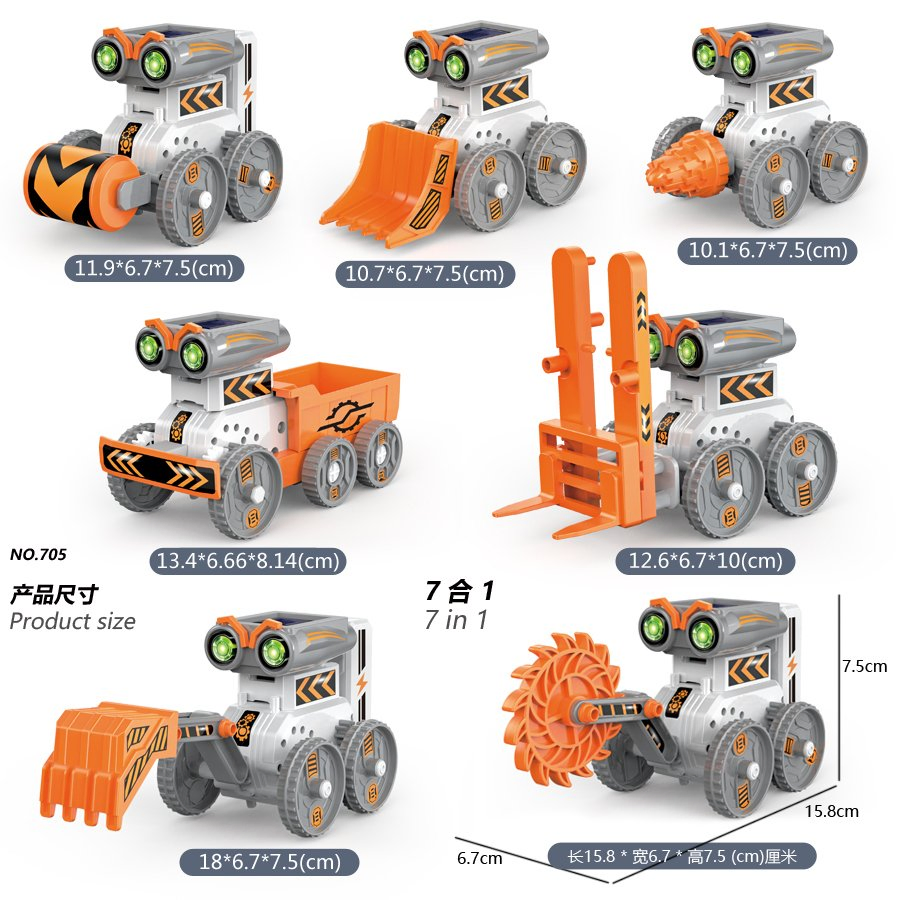 7 in 1 Solar Robot Stem Toy 2025 New Teaching DIY Building Blocks Powered Children School Learning Tool Educational Technological Gadget Kit Science Kids Toy