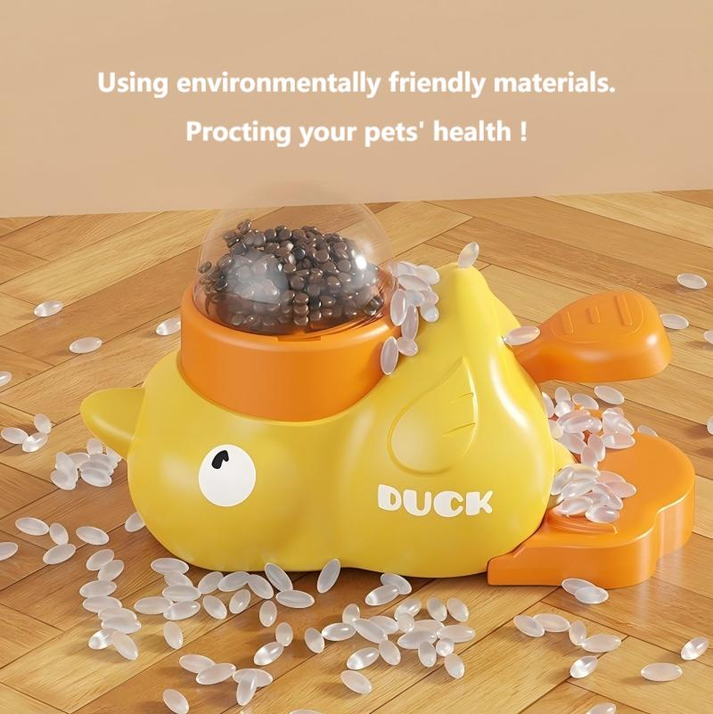 Duck Shaped 2-in-1 Interactive Pet Toy for Cats and Dogs, Puzzle Educational Pet Toy, Cat Dog Slow Feeder, Treat Dispenser Food Leakage Toy, Healthy Eating Toy