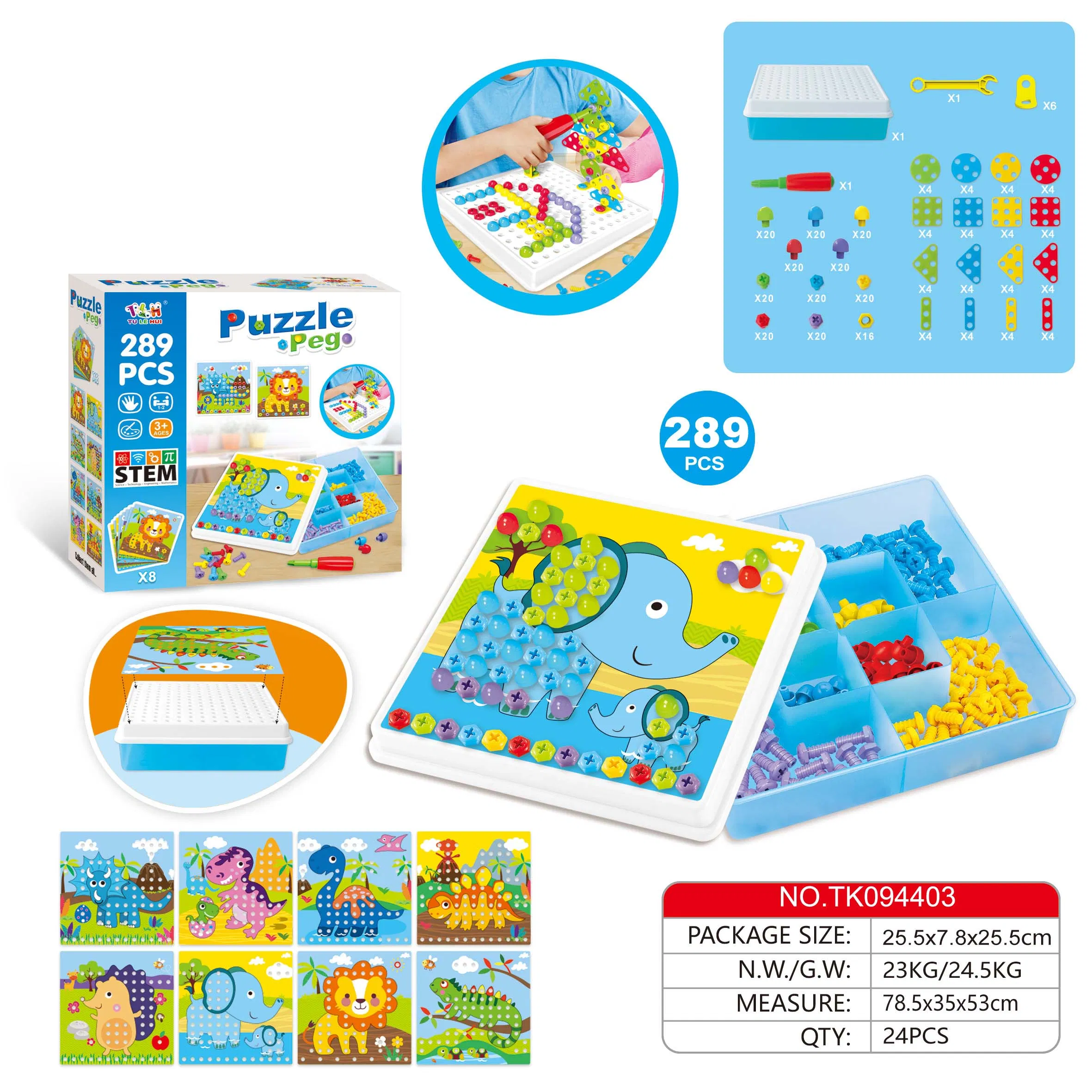 Educational Stereo Button Puzzle Peg Shantou Toy DIY Learning Stem Toys for Kids