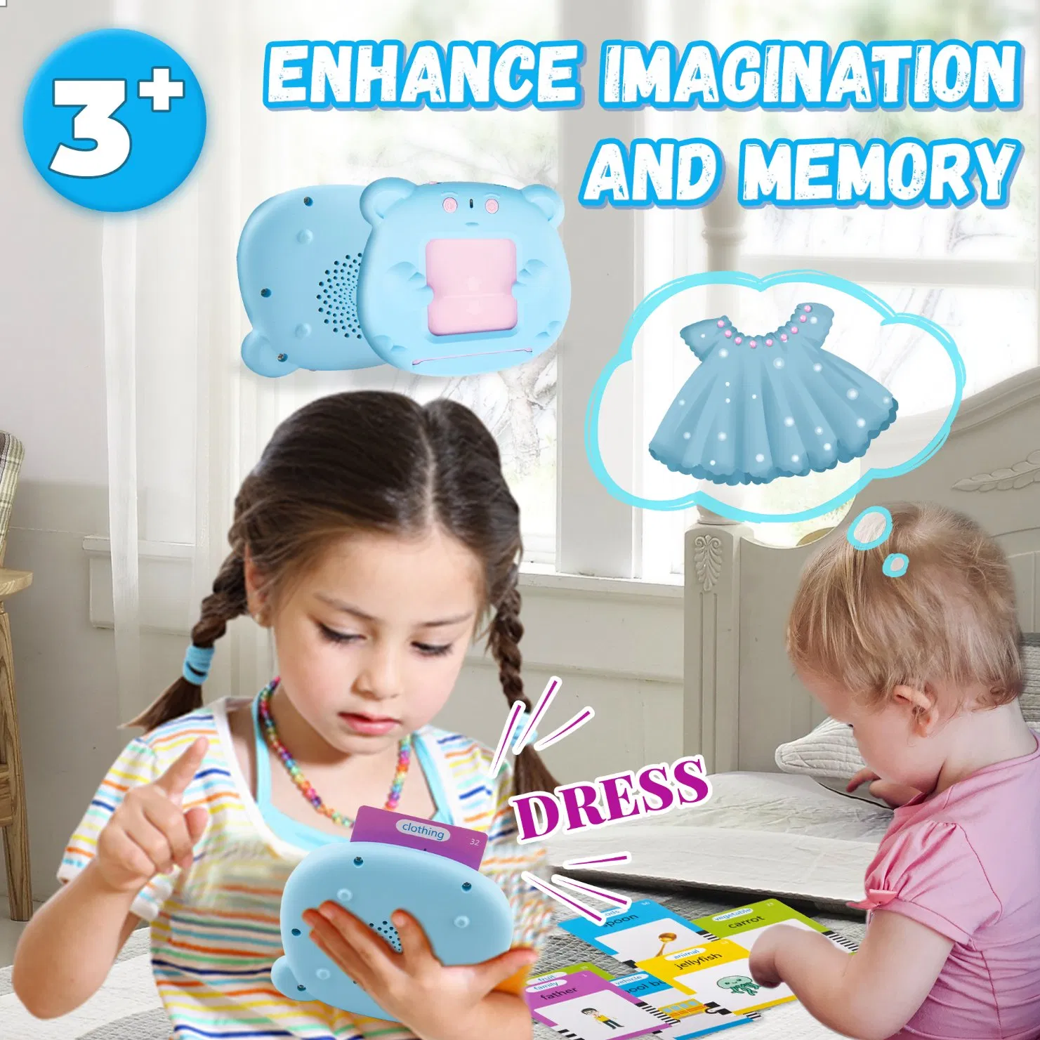 Autism Children Sensory Toys Kids Preschool Learning Speech Therapy Machine Early Educational Cognition Electronic Talking Flash Card Toys with 224 Sight Words