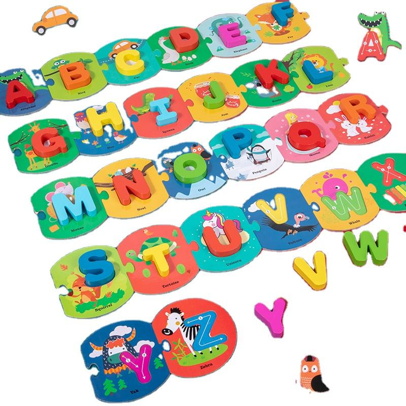 Wooden Letter Matching Card Puzzles Toys Hand-Eye Coordination and Enlightenment Toy