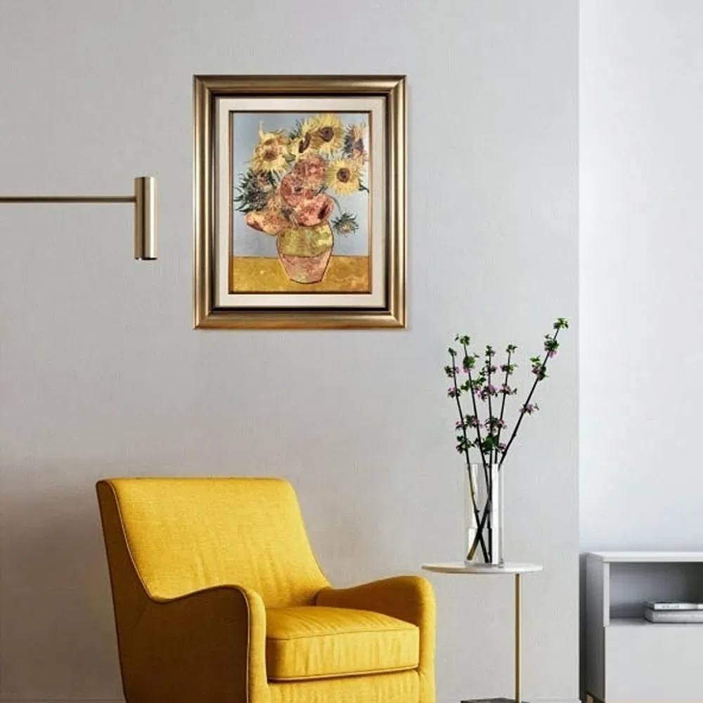 Van Gogh Sunflower Silver Wall Art Metal Home Decor