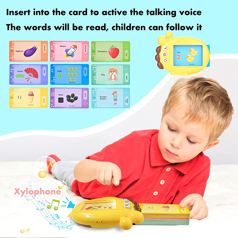 Juguetes Baby Talking Flash Card English Language Reader Learning Machine Educational Toy Montessori Kids Cartoon Giraffe Flashcard Reader Educational Toys