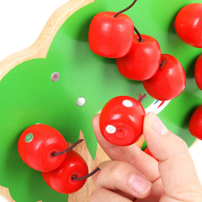 Wooden Puzzle Magnetic Apple Tree Children Interactive Game Toy Baby Pick Fruit Educational Mathematics Toys