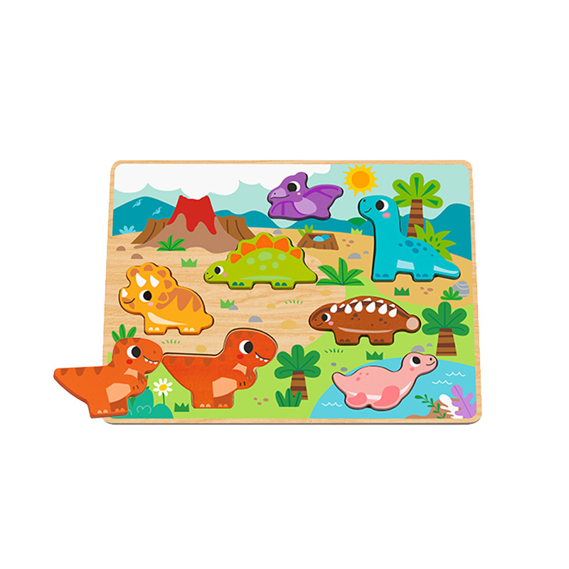 Shapes Chunky Wooden Dinosaur for Baby Shape Sorter Puzzle Board Toys Montessori Educational Learning