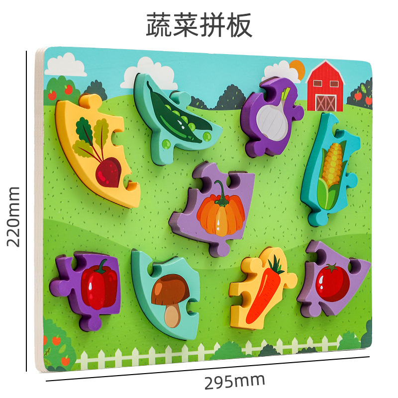 Wooden 3D Puzzle Montessori Shape Sorting Game Early Education Toys