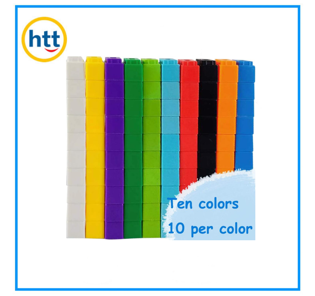 100PCS Rainbow Counting Cubes in 10 Colors, Colorful Math Cubes, Classroom Preschool Learning Counting Toys
