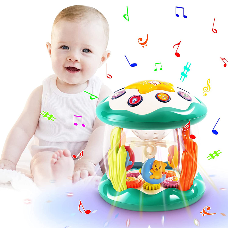 Baby Amazon Toys Musical Learning Infant Toys Babies Ocean Rotating Light up Cartoon Toys Toddler Toy Baby Musical Drum for Boys and Girls