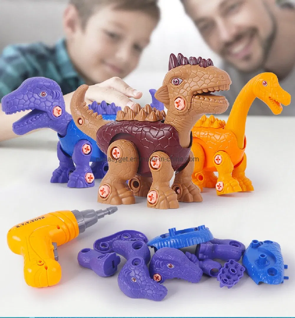 Dino DIY Construction Site Assembly Toy with Screws Take Apart Dinosaur Toys for Kids Building Toy Set with Electric Drill Play Kit Stem Learning Esg17660
