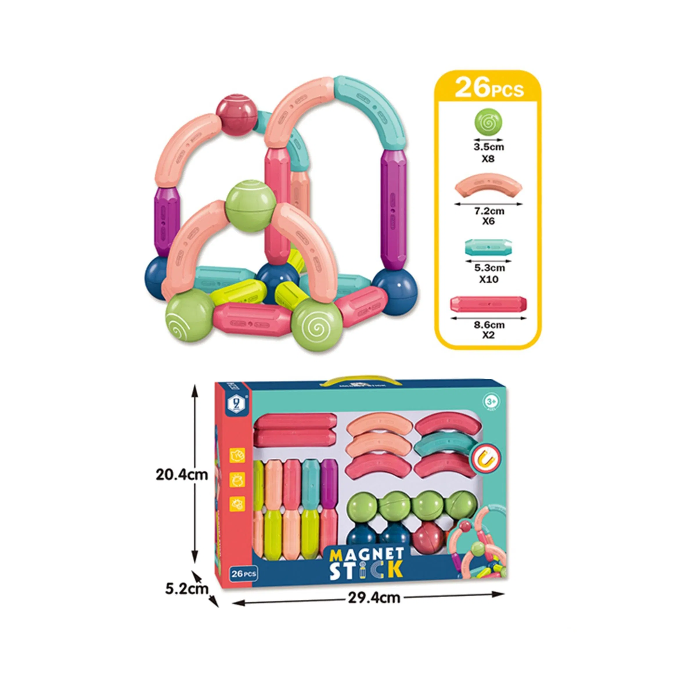 Xinbo Factory Direct Educational 3D Assembly Building Blocks Set Magnetic Sticks Balls Rods for Kids Development Plastic Steam